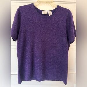 Vintage Purple Shimmer Short Sleeve Knit Top Size M